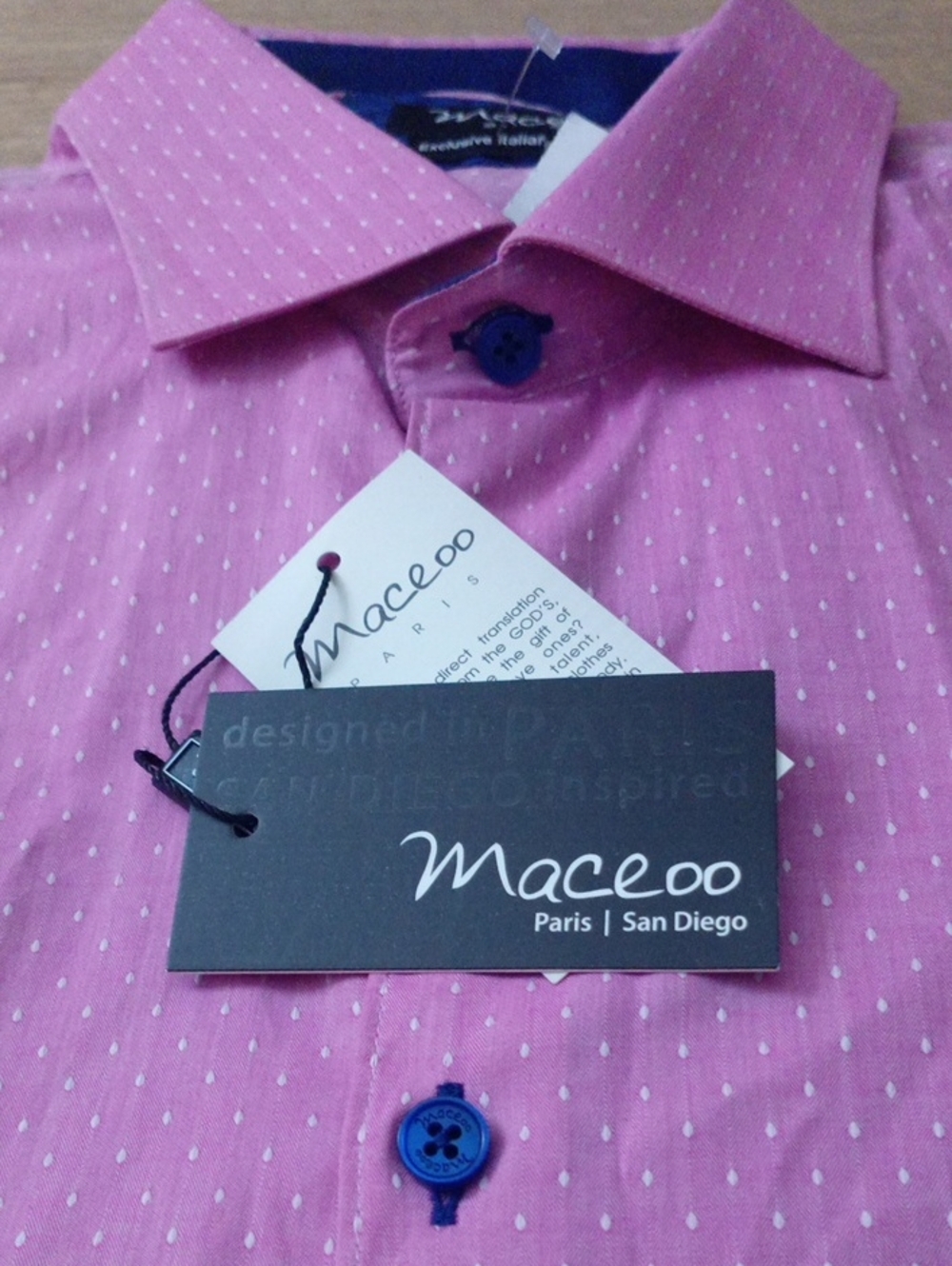 Maceoo Men's Pink Dot-Pattern Dress Shirt